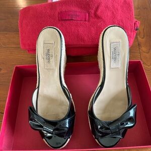 Valentino Black Espadrille Sandals with Bow